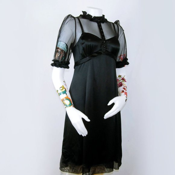 Marc Jacobs Black Silk and Lace Cocktail Dress - Picture 3 of 7